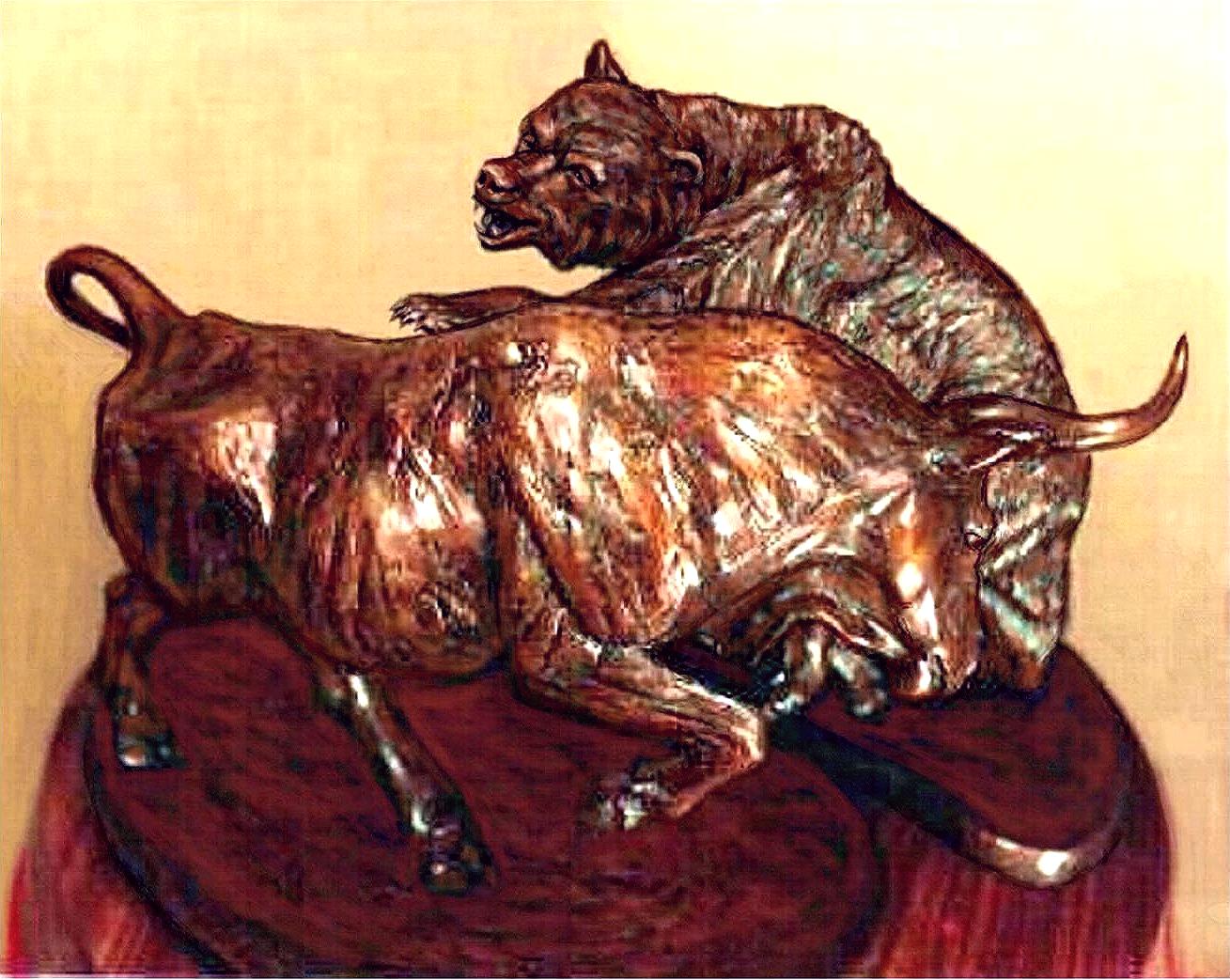 "The Bull & Bear" bronze