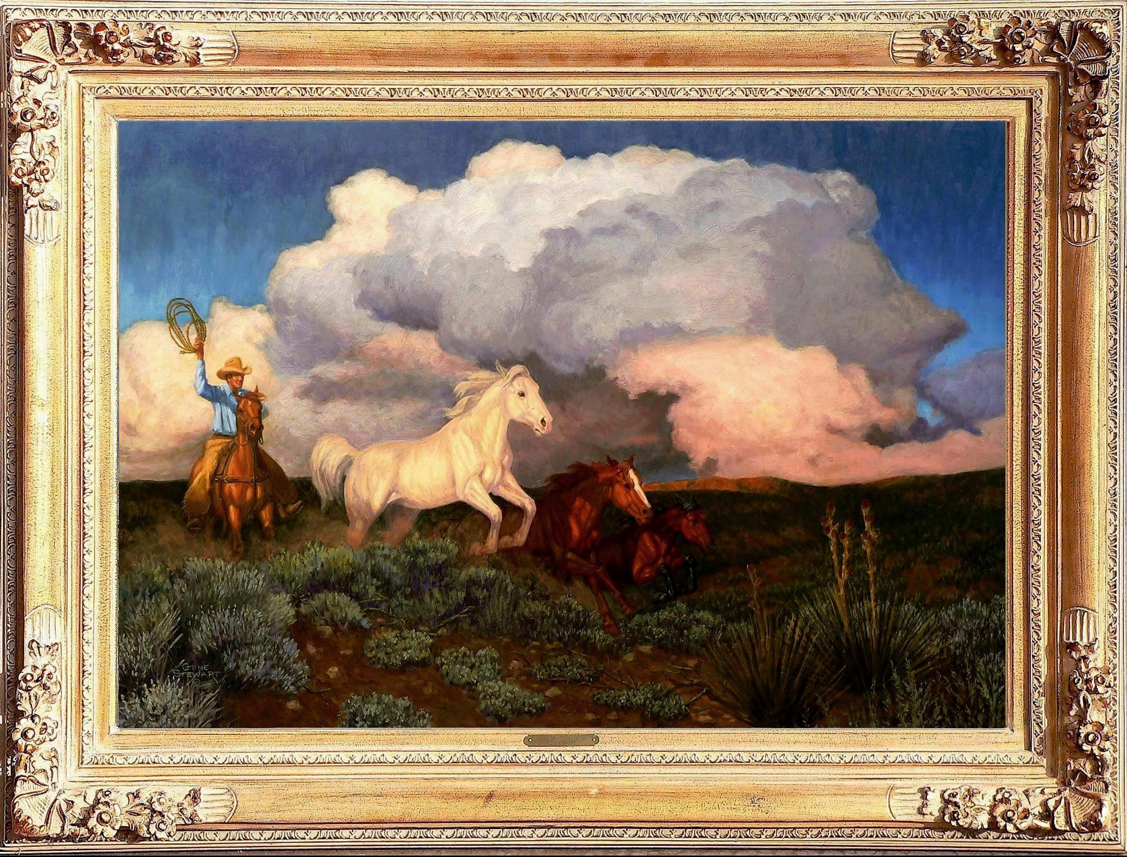 "Range Rovers", oil painting